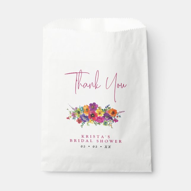 Bolsa De Papel Fiesta Flores Vivas Ducha Bridal Gracias (Anverso)