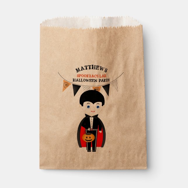 Bolsa De Papel Fiesta Halloween de pequeños vampiros (Anverso)