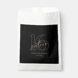 Bolsa De Papel Fiesta Moderna de Cumpleaños 16 de Oro Negro