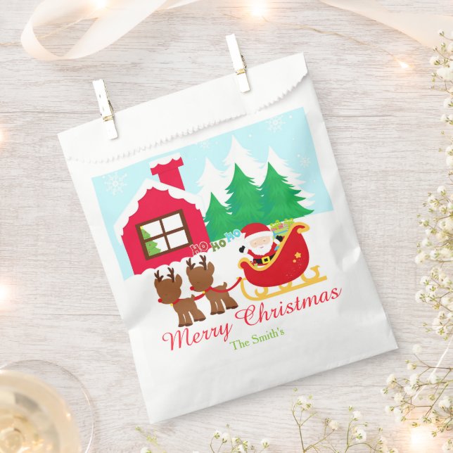 Bolsa De Papel Fiesta navideña de Navidades de renos y Santa (Cortado)
