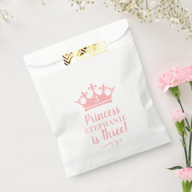Bolsa De Papel Fiesta Princesa personalizada de la Corona Rosa de (Sellado)