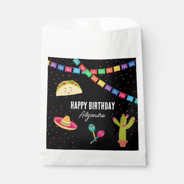Bolsa De Papel Fiesta temática mexicana - Taco sobre cumpleaños d (Anverso)