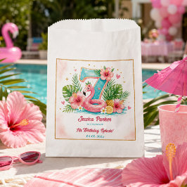 Bolsa De Papel Fiesta Tropical de Cumpleaños 7 en la Piscina de F