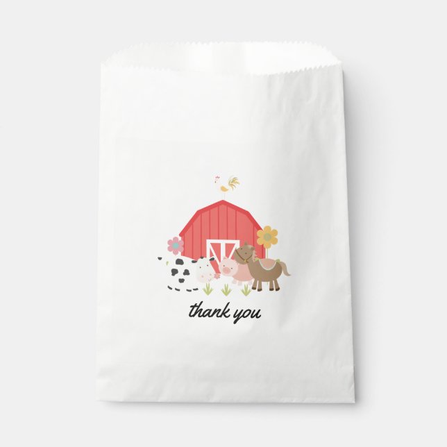Bolsa De Papel fiestas de cumpleaños de animales de granja (Anverso)