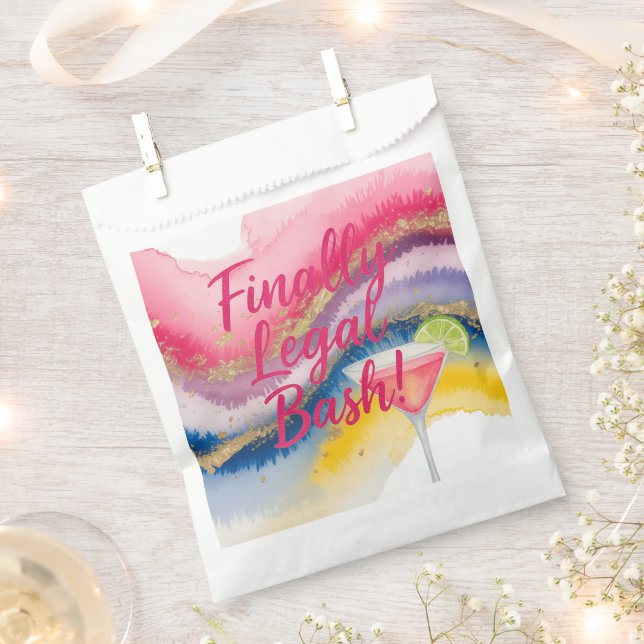 Bolsa De Papel Finalmente Legal 21. Cumpleaños del Purpurina acua (Cortado)