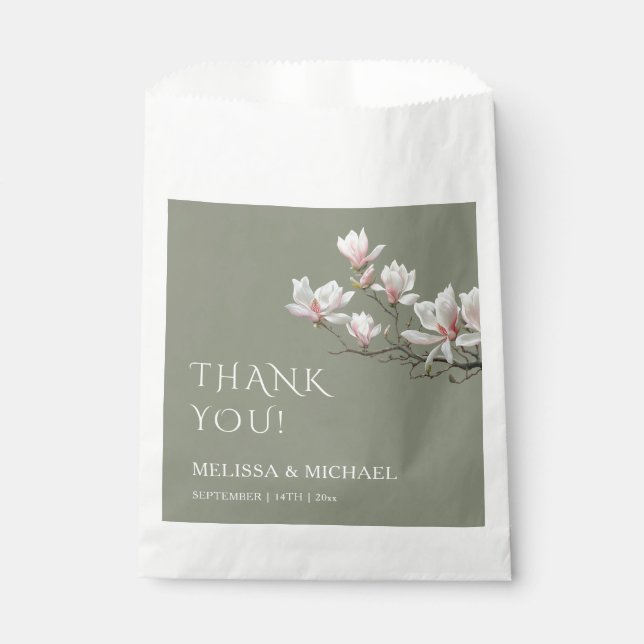 Bolsa De Papel Fine Art Magnolia Wedding Thank You (Anverso)