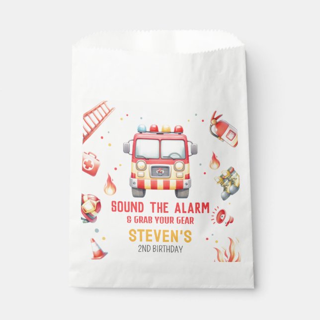 Bolsa De Papel Fire Truck Sound the Alarm Baby Shower (Anverso)