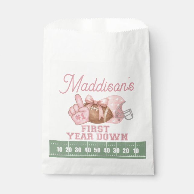 Bolsa De Papel FIRST year down, Football Birthday, ONE  (Anverso)