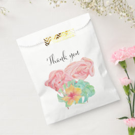 Bolsa De Papel Flamenco acuarela y boda de vegetación tropical