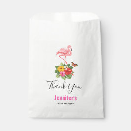 Bolsa De Papel Flamenco Rosa & Hibisco Tropical Ilustración Elega