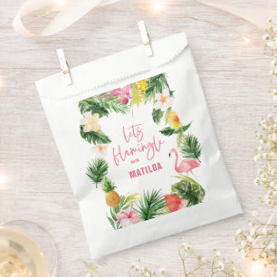 Bolsa De Papel flamencos tropicales de color rosa flamencos de di