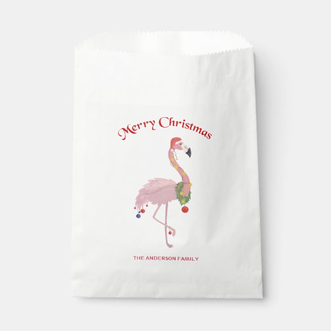 Bolsa De Papel Flamingo, Bolas De Navidad Y Calor (Anverso)