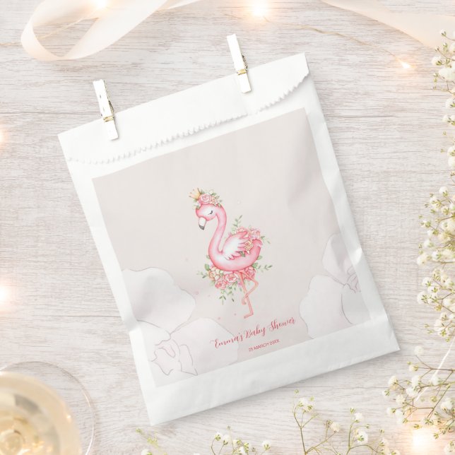 Bolsa De Papel Flamingo rosa Es un Baby Shower Chica (Cortado)