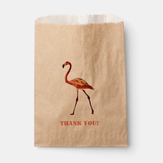 Bolsa De Papel Flamingo Rosa Gracias Personalizado Kraft Favor Ba (Anverso)