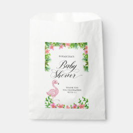 Bolsa De Papel Flamingo Rosado Tropical Baby Shower Gracias