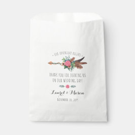 Bolsa De Papel Flechas con Plumas Bohemio Rústico Boda Agradecimi