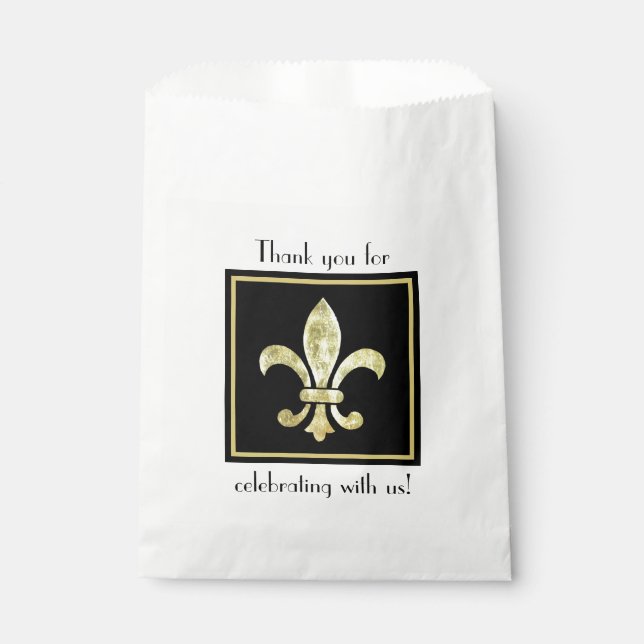 Bolsa De Papel Fleur De Lis Hoja de Oro (Anverso)