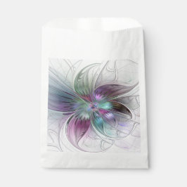 Bolsa De Papel Flor Abstracta Colorida Arte Fractal Floral Modern