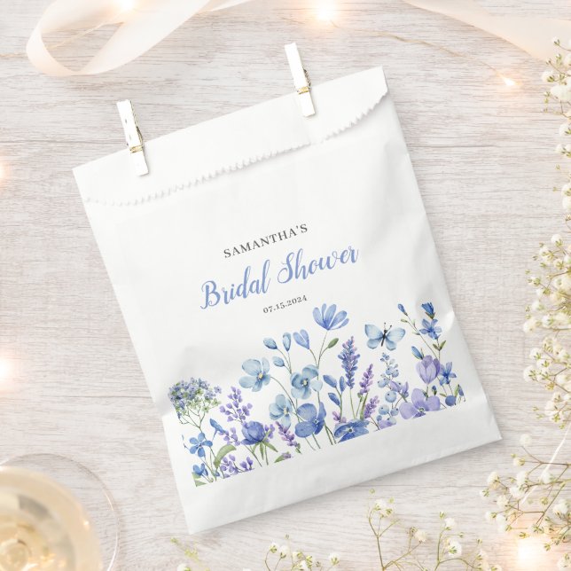 Bolsa De Papel Flor azul silvestre ducha de novia (Cortado)