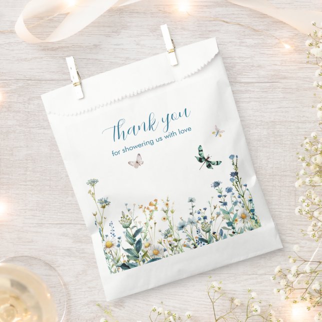 Bolsa De Papel Flor azul y verde (Cortado)