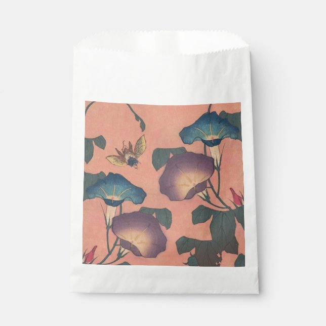 Bolsa De Papel Flor de abeja rosa Clásica Hokusai Art (Anverso)