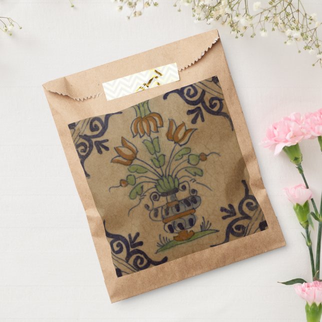 Bolsa De Papel Flor De Cerámica Delft Tile Antiguo (Sellado)