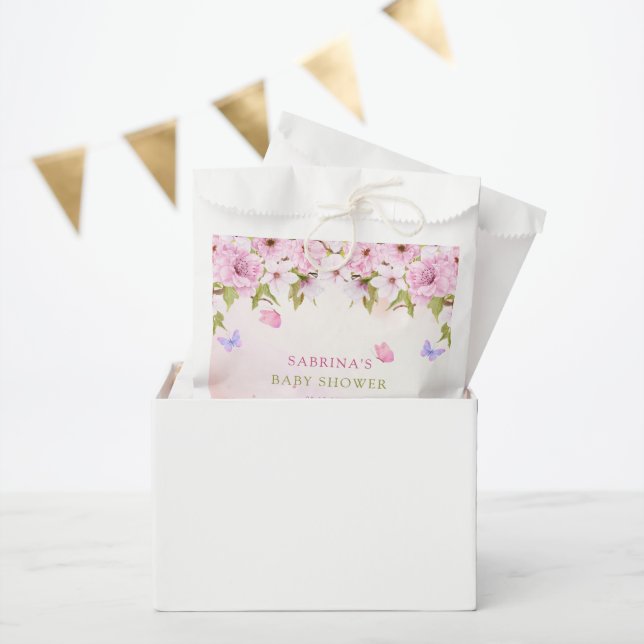 Bolsa De Papel Flor de cerezo acuarela es un Baby Shower Chica (Fiesta)