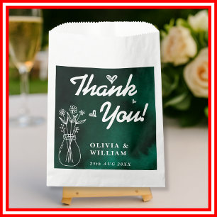Bolsa De Papel Flor de Flor Silvestre Verde Esmeralda Agradecimie