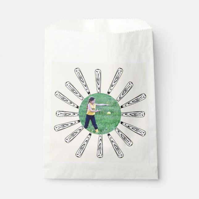 Bolsa De Papel Flor de foto de bola de softbol (Anverso)