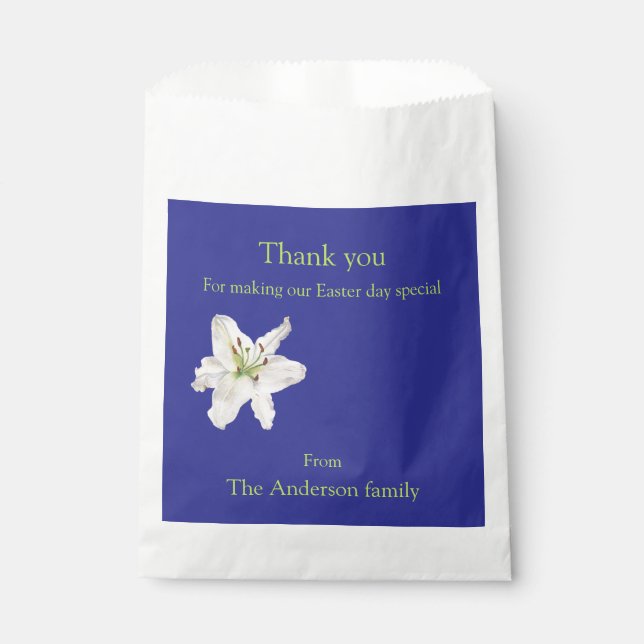 Bolsa De Papel Flor de lirio blanco acuarela Gracias (Anverso)