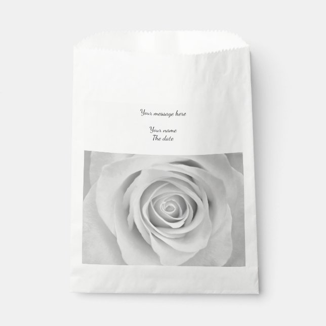 Bolsa De Papel Flor de rosa blanca y negra (Anverso)