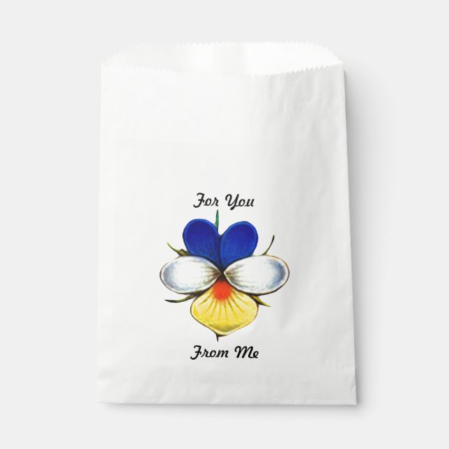 Bolsa De Papel Flor de viola ilustrada con mensaje Personalizado (Anverso)