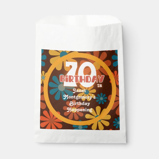 Bolsa De Papel Flor hippie retro 70 cumpleaños (Anverso)