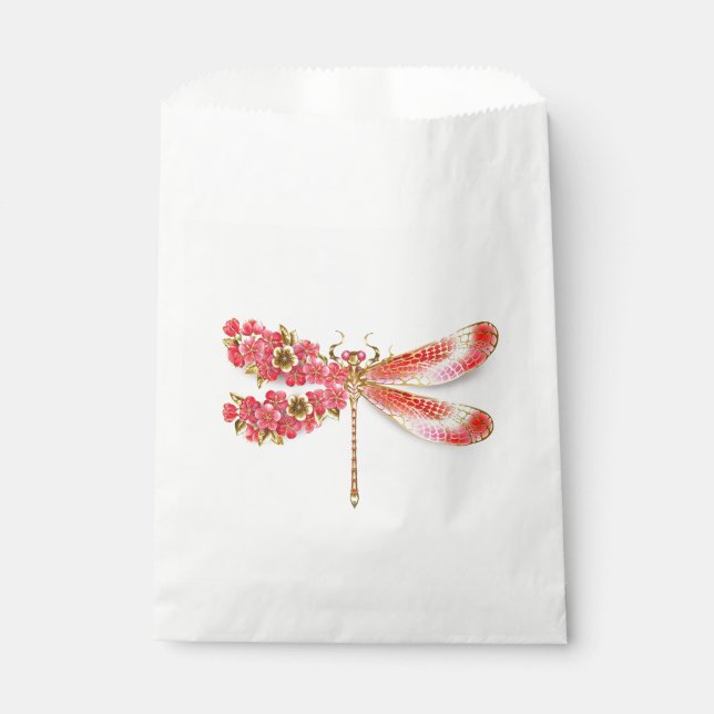 Bolsa De Papel Flor libélula con sakura de joyas (Anverso)