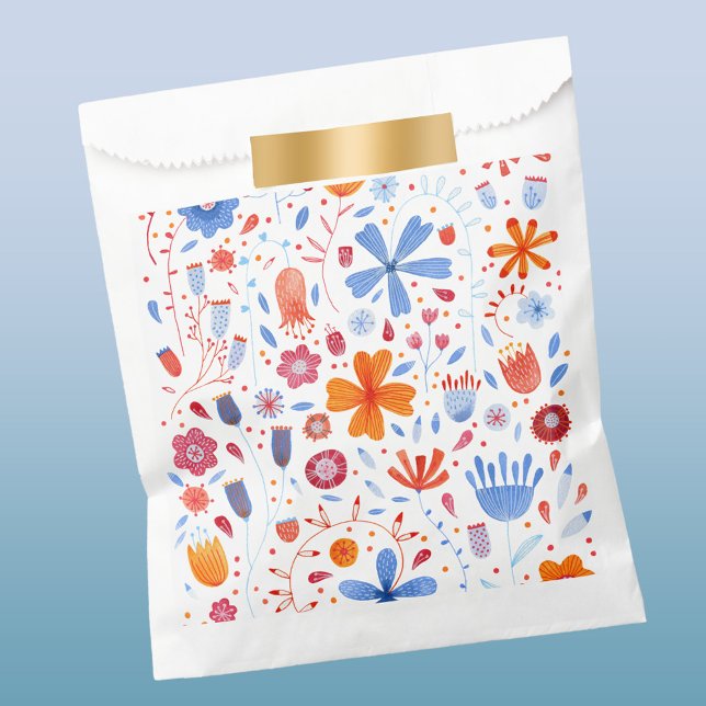 Bolsa De Papel Flor Meadow Watercolor (Floral watercolor contemporary art favor bag)