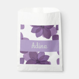 Bolsa De Papel Flor morada Bas Mitzva bolsa de favores con nombre