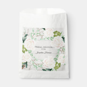 Bolsa De Papel Flor Rosa Marfil Floral Acuarela De Madera Rústica