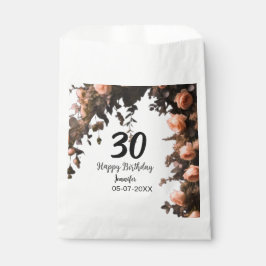 Bolsa De Papel Flor rosa rosa vintage moderna de 30 años