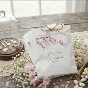 Bolsa De Papel Flor Sakura Acuarela Flor de Cerezo Rosa