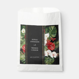 Bolsa De Papel Flor tropical y hojas color agua oscuro boda