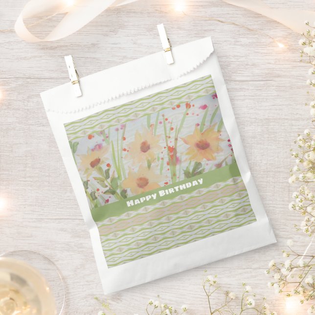 Bolsa De Papel Flora acuarela con verde (Cortado)