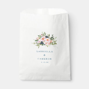 Bolsa De Papel Floraciones románticas vintage en Boda azul