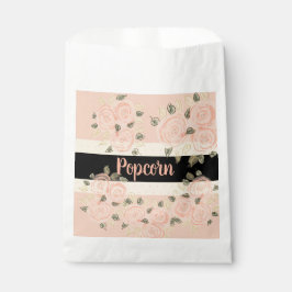 Bolsa De Papel Floral Acentuada Con Rosa Y Crema