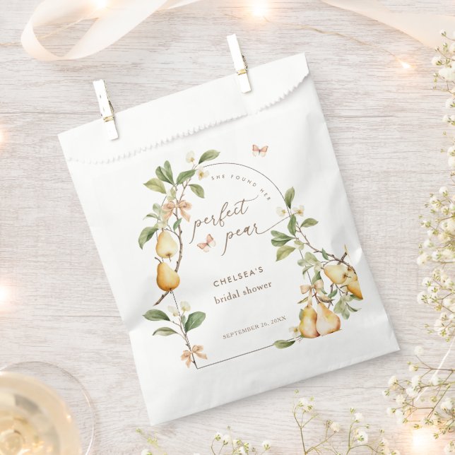 Bolsa De Papel Floral acuática Perfecta Pear Bridal Ducha (Cortado)