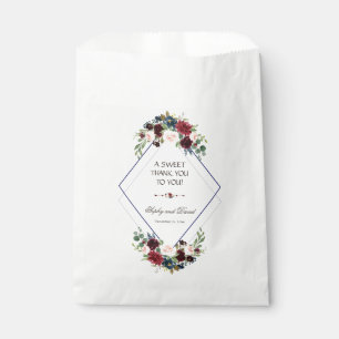 Bolsa De Papel Floral azul de la Marina Merlot Geométrica moderna