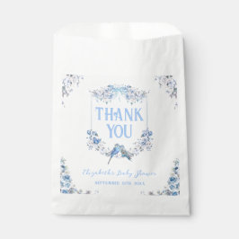 Bolsa De Papel Floral azul Escudo es un chico Baby Shower