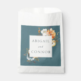 Bolsa De Papel Floral Boho Elegante Terracota Azul Marino