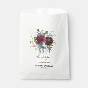 Bolsa De Papel Floral borgoña y vegetación Gracias Boda