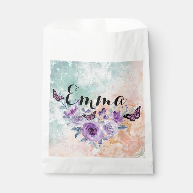 Bolsa De Papel Floral bouquet purple garden (Anverso)