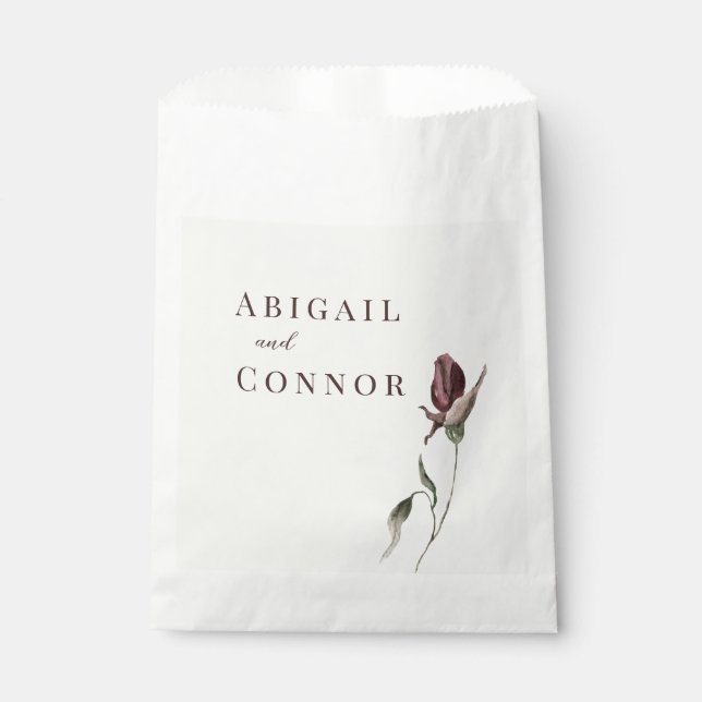 Bolsa De Papel Floral Cremosa Boho Rústico Marsala (Anverso)